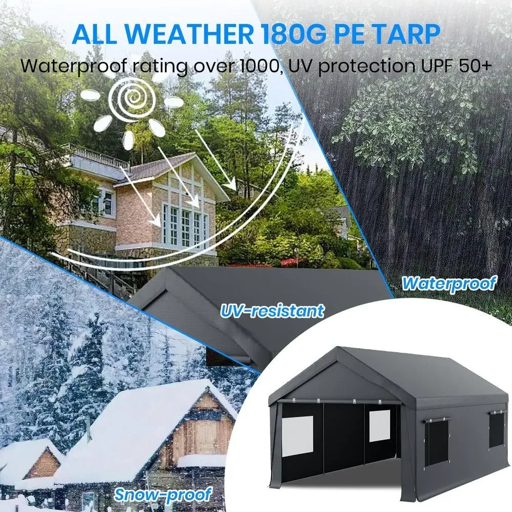All-weather 180g PE tarp β waterproof, UPF 50+ UV protection, snow-ready