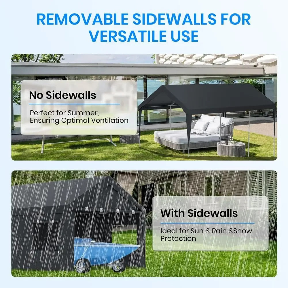 Removable sidewalls — open-air canopy to fully enclosed shelter
